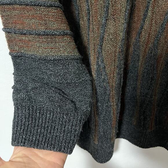 VTG Northern Isles Men's 3D Knit Sweater Size L Red Geometric Dadcore 90S Biggie - Picture 6 of 8